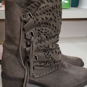 Naughty Monkey Taupe Suede Boots, 8 1/2